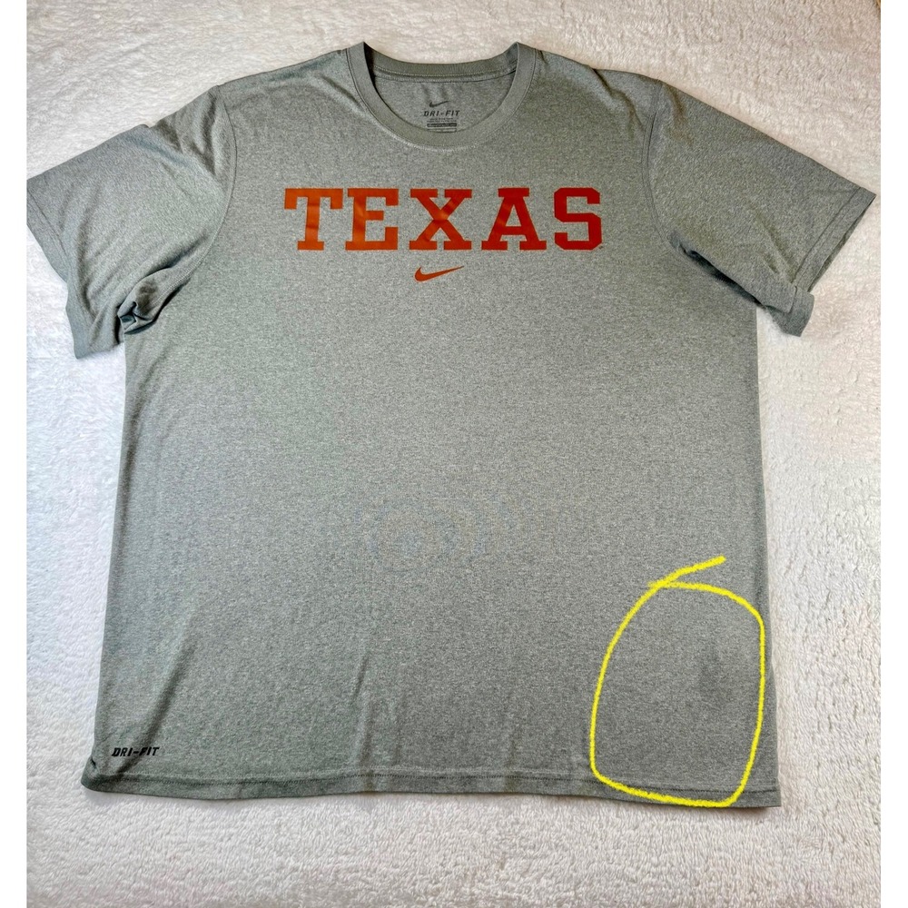 Nike T-Shirt Mens Large Gray Texas Longhorns Dri-Fit Athletic Tee Flaw